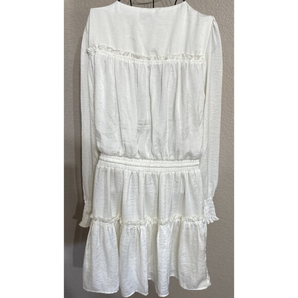 Pinch Tier Dress with Ruffles Ivory- L Womens - Picture 4 of 6